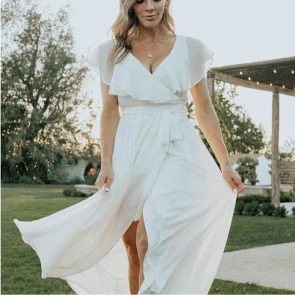 Baltic Born Katya Ruffle Maxi Dress in White NWT